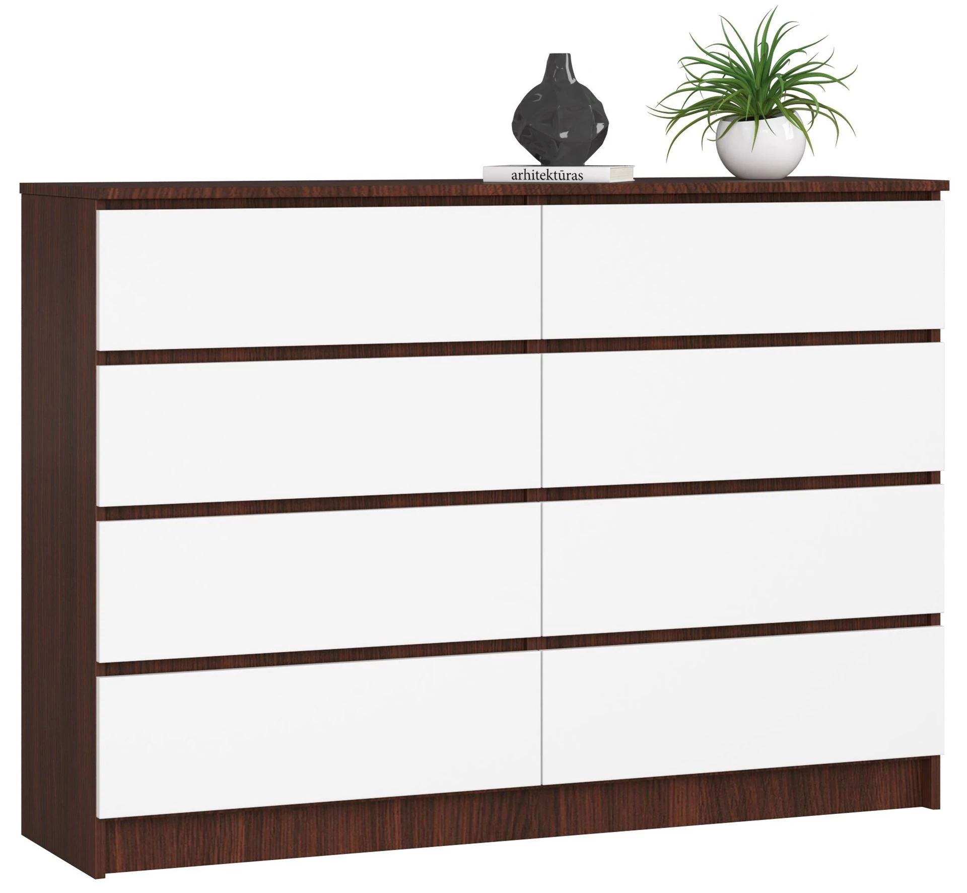 K140 Komód 8 fiókkal Wenge / Fehér