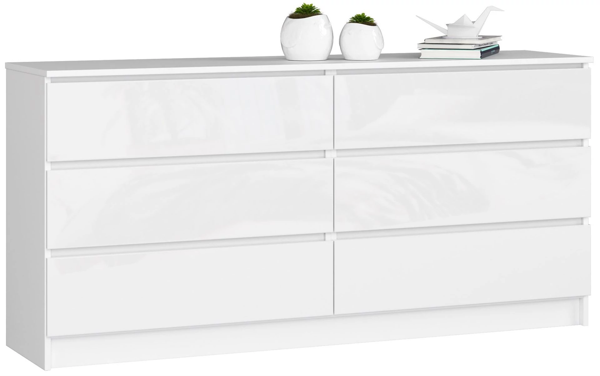 K160 Komód 6 fiókkal Fényes fehér