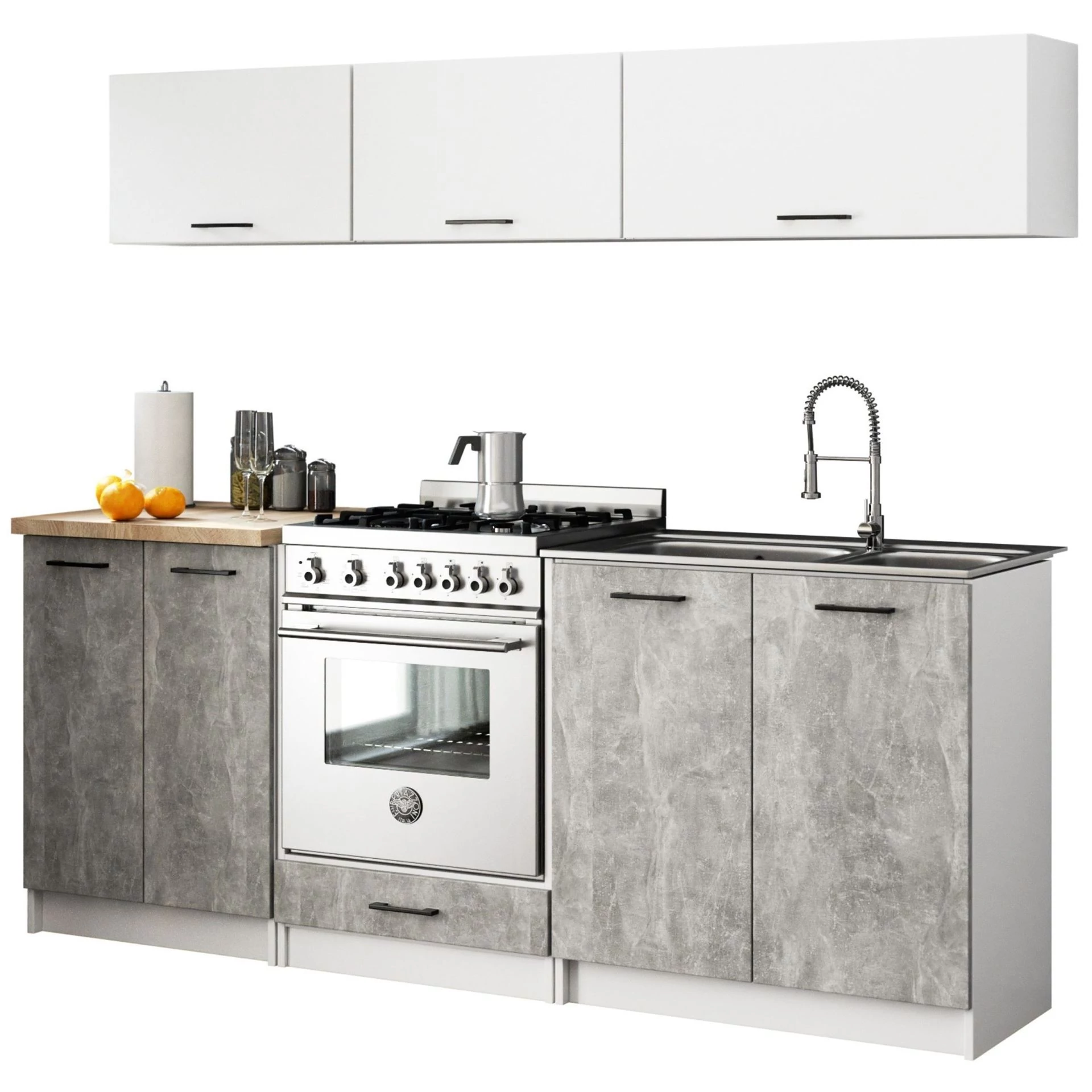 OLIWIA Konyhablokk G1 200cm Fehér-Beton