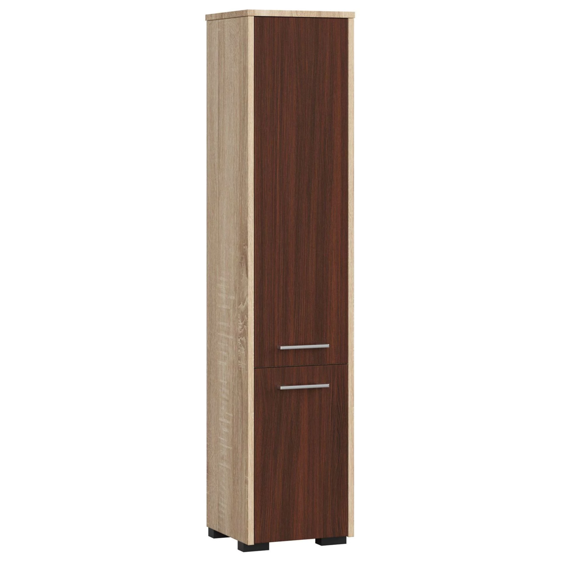 FIN Fürdőszobai magasszekrény 30 2 ajtóval 140cm Sonoma tölgy / Wenge