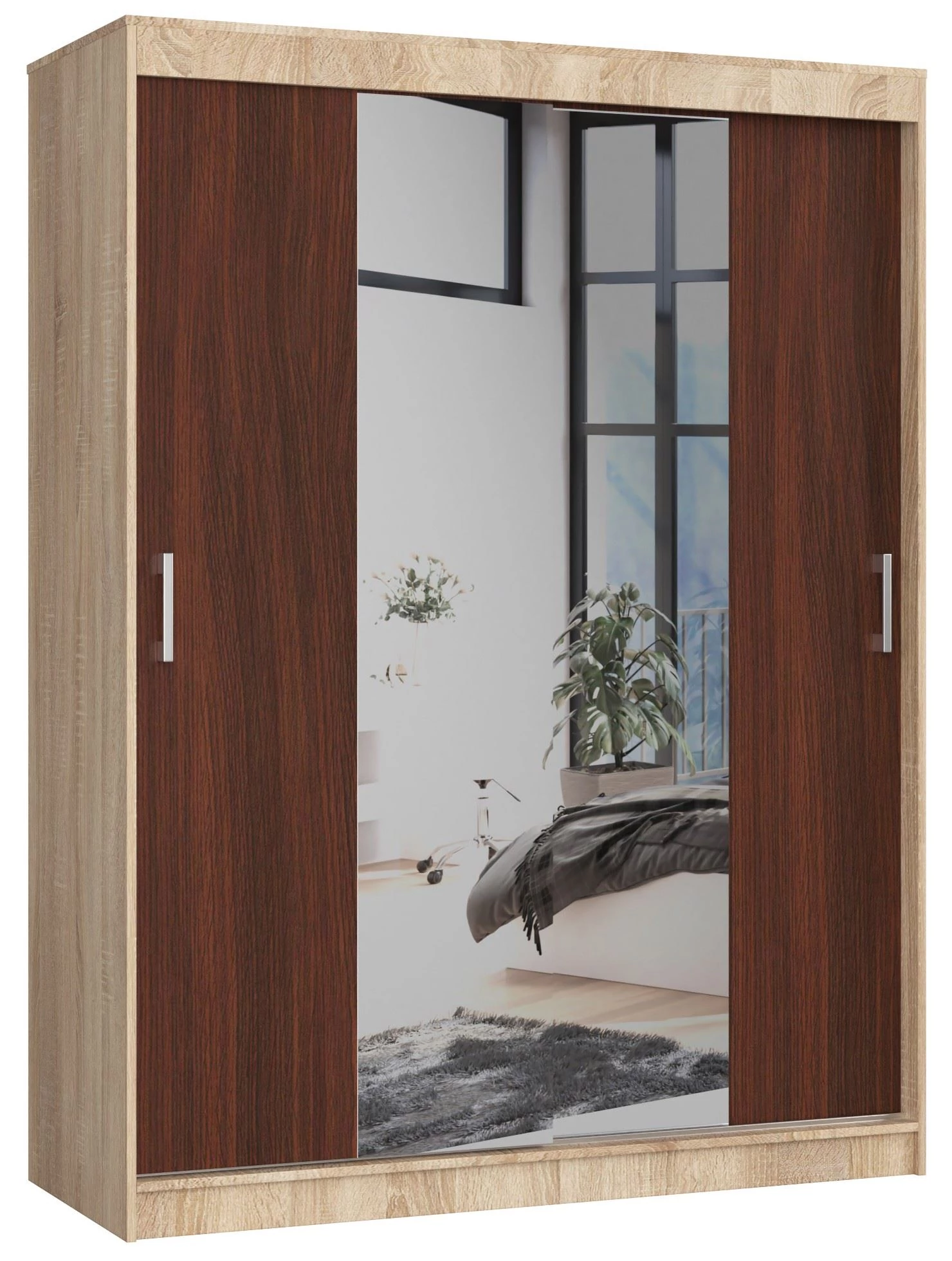 Tolóajtós Gardróbszekrény 150cm Sonoma tölgy / Wenge