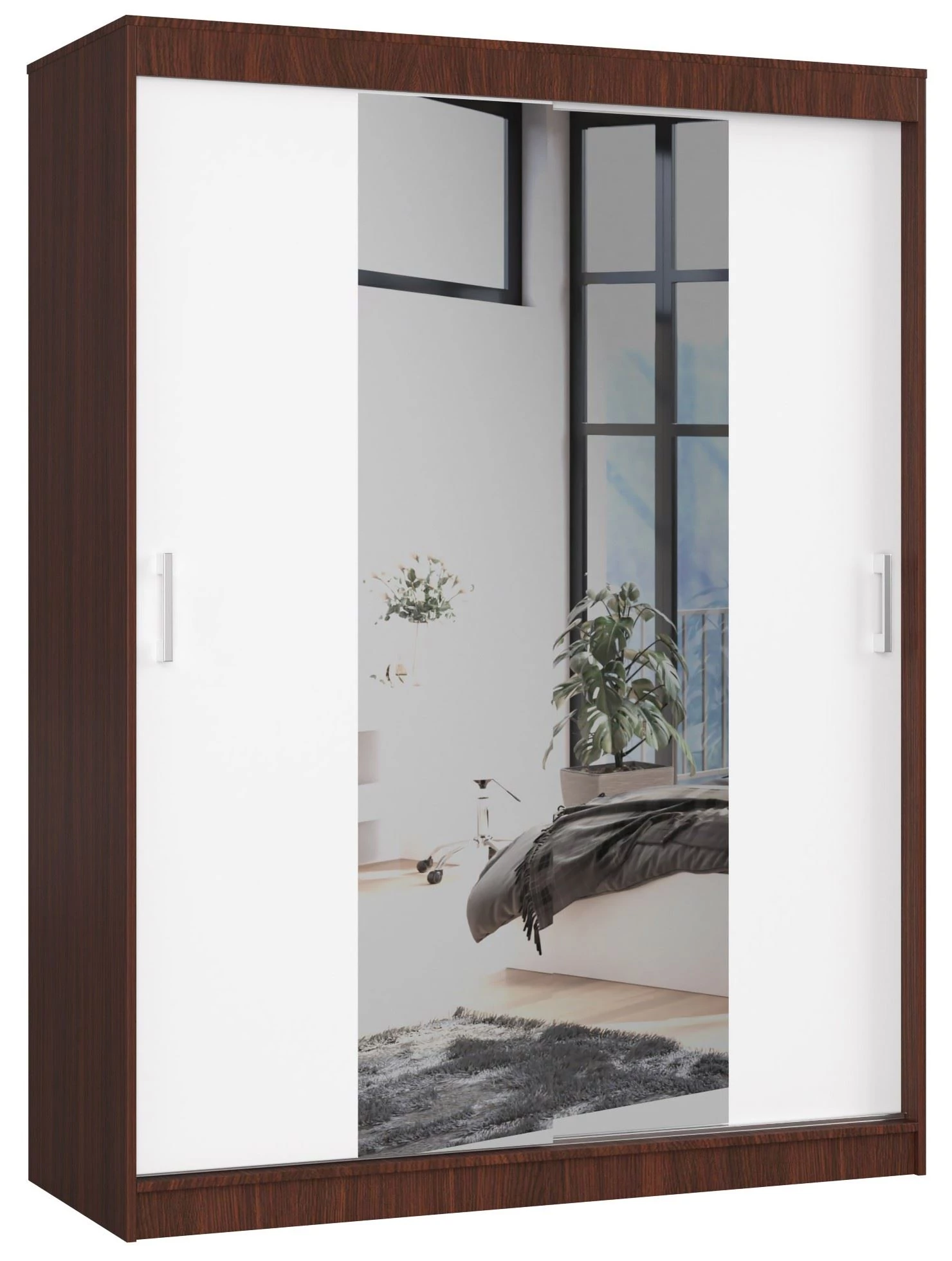 Tolóajtós Gardróbszekrény 150cm Wenge / Fehér