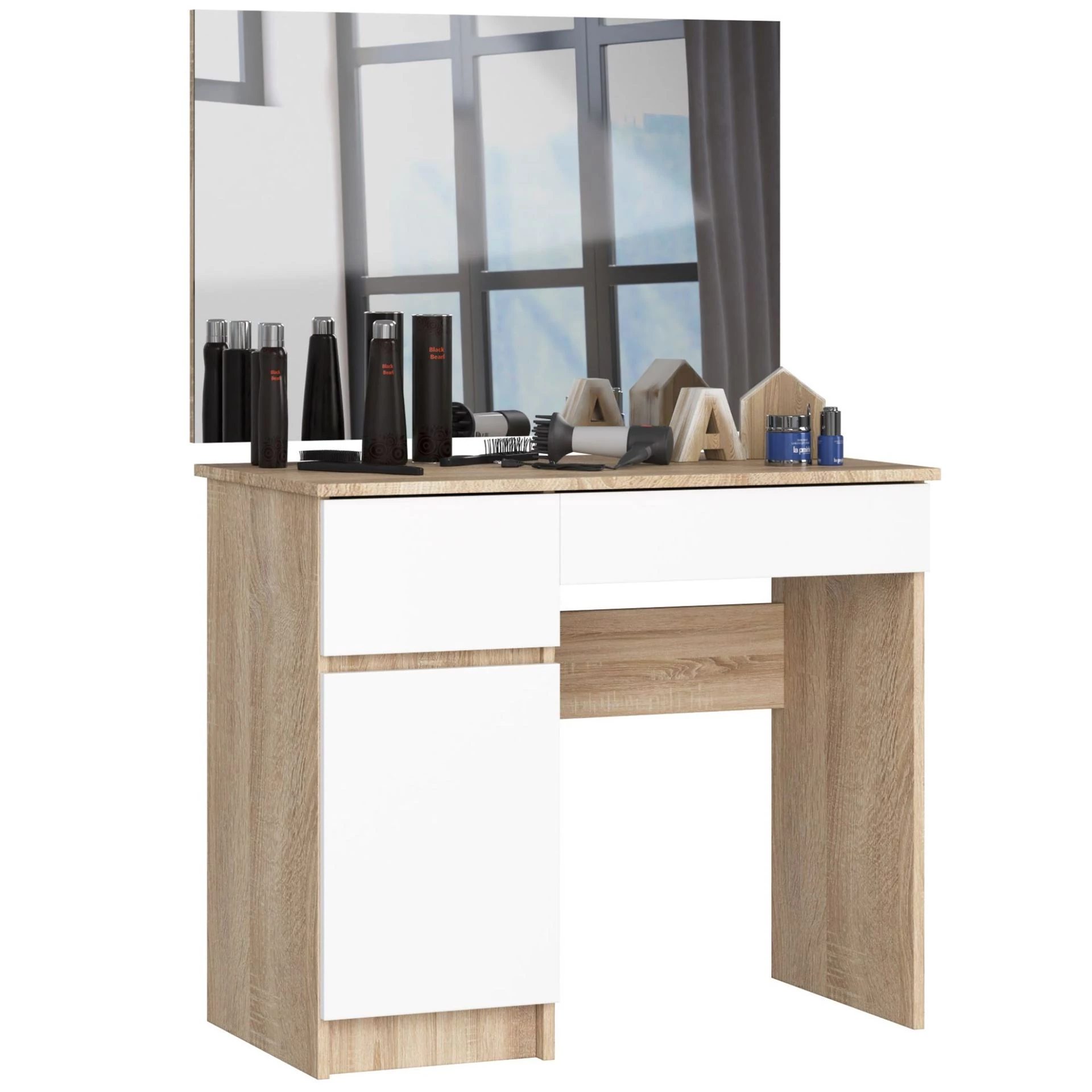 Fésülködőszekrény tükörrel P-2 / SL 900x600 Balos Sonoma tölgy / Fehér