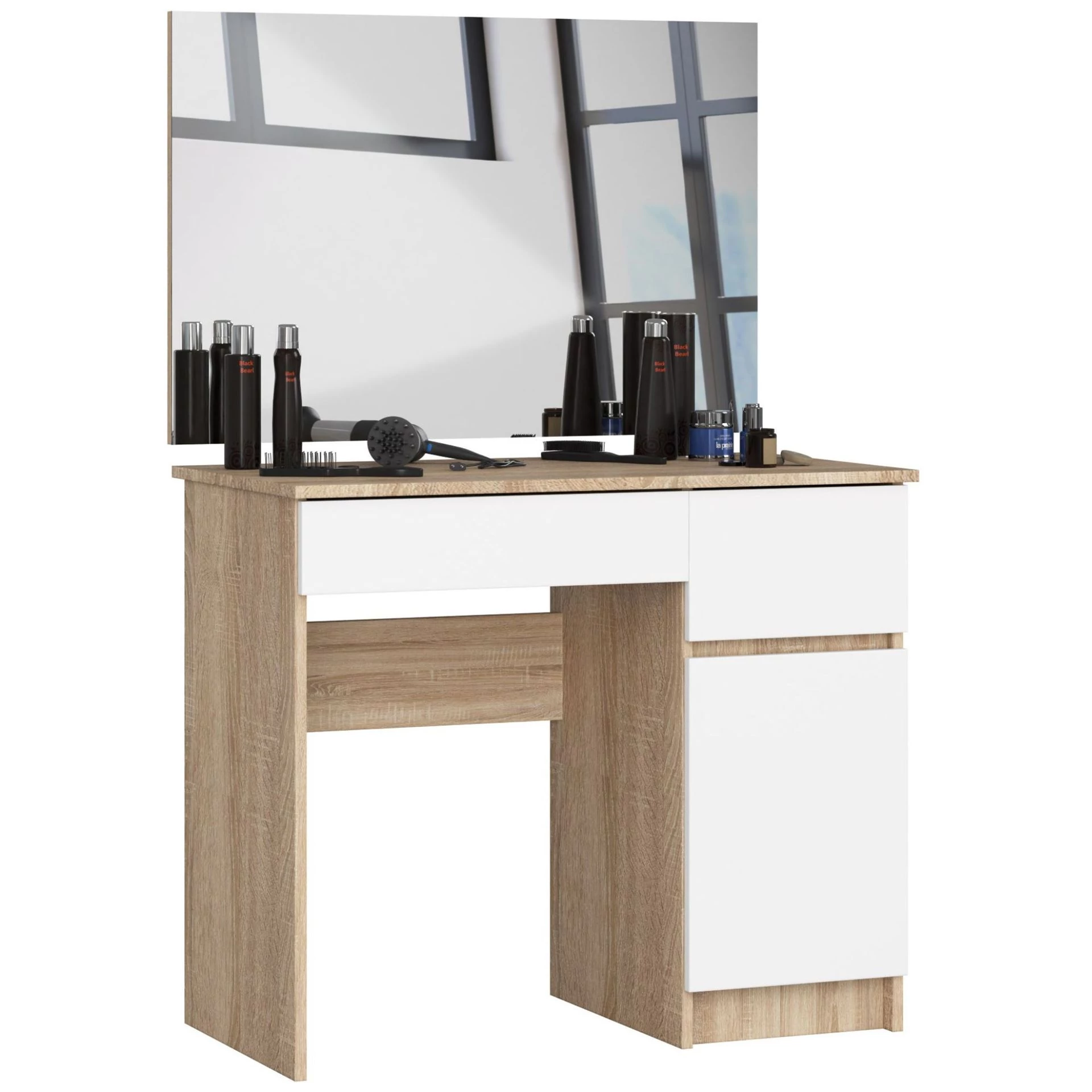 Fésülködőszekrény tükörrel P-2 / SL 900x600 Jobbos Sonoma tölgy / Fehér