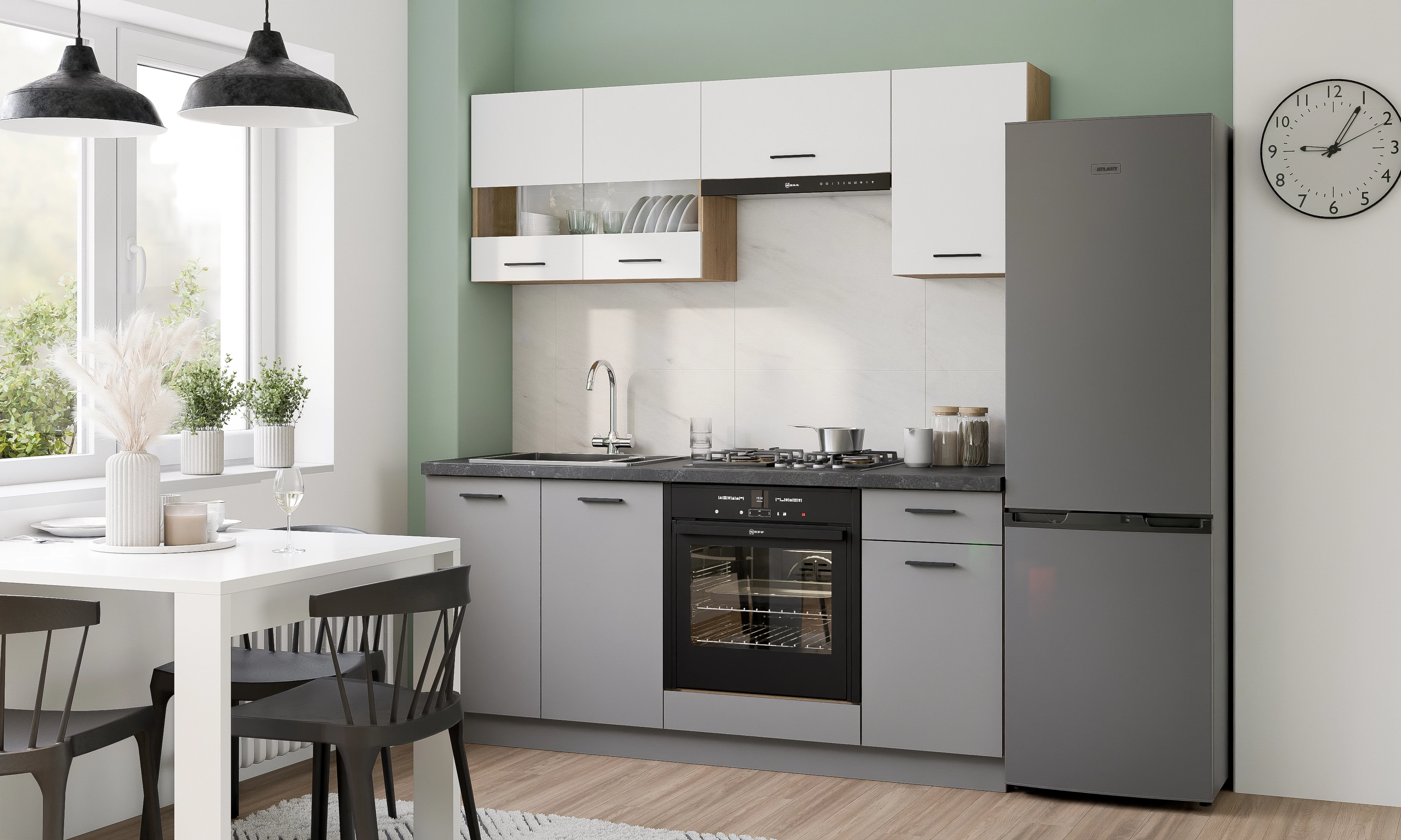 PATI Konyhablokk 180cm Fehér és Világos grafit színben