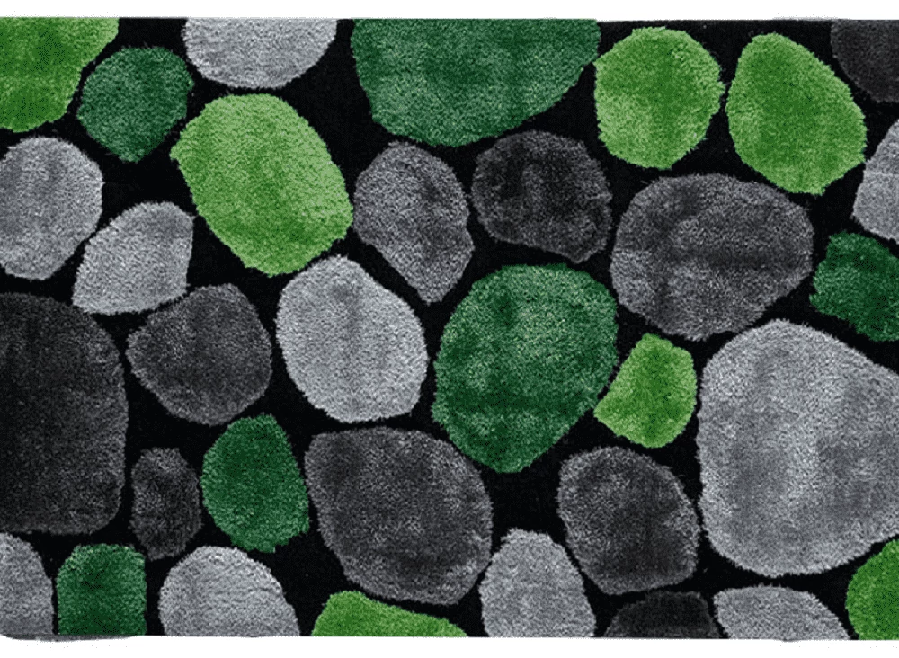 Szőnyeg, zöld/szürke/fekete, 170x240, PEBBLE TYP 1