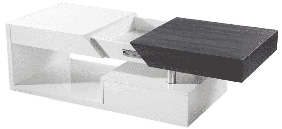 Dohányzó asztal, fehér fény/szürke fa design, MELIDA