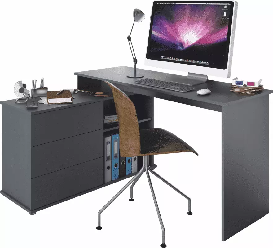 Univerzális sarok PC-asztal, grafit, TERINO