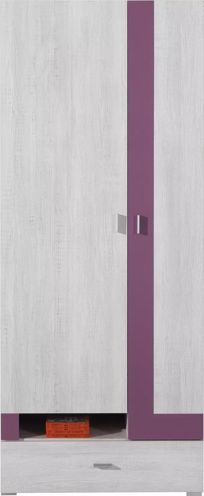 NEXT SYSTEM 3 akasztós szekrény fehér fenyő - viola színű, kétajtós, egyfiókos