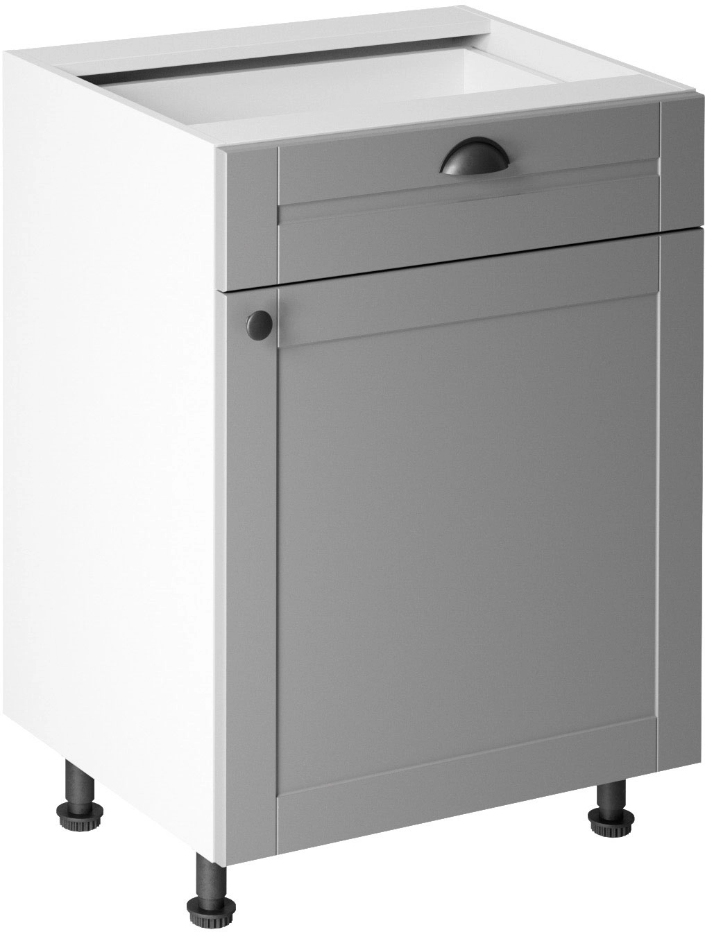 Linea Grey D60S1 alsó konyhaszekrény, szürke / fehér