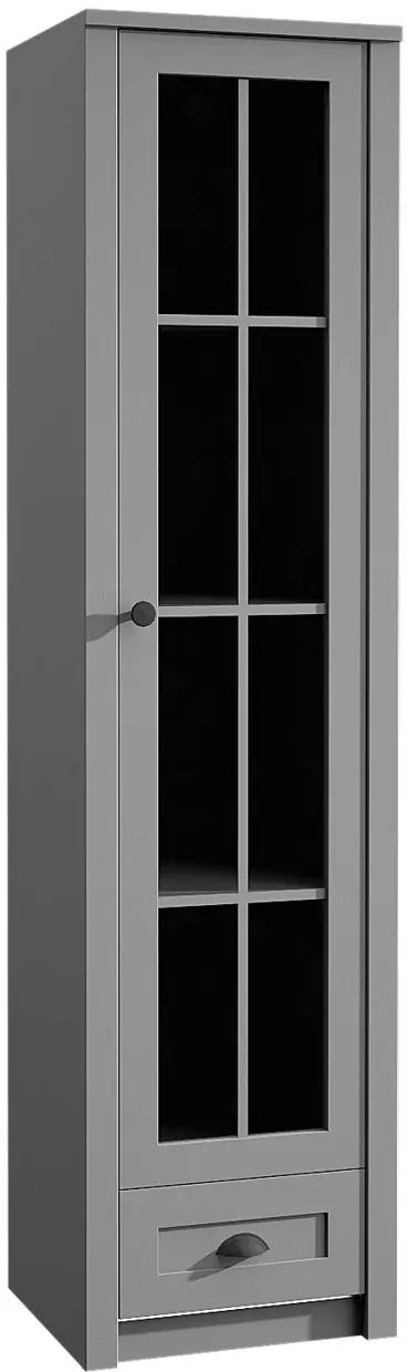 Provence W1S vitrin 1 üvegezett ajtóval és 1 fiókkal, szürke