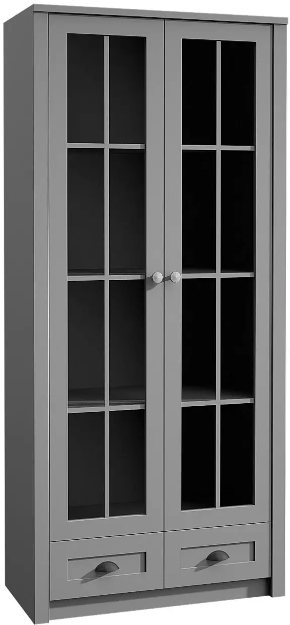 Provence W2S vitrin 2 üvegezett ajtóval és 2 fiókkal, szürke